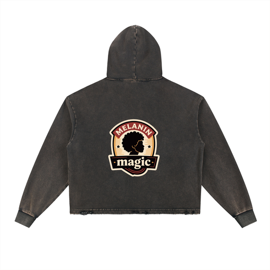 Vintage Washed Frayed-Hem Hoodie